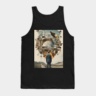 Surreal Reverie: A Vintage Collage Expedition Tank Top